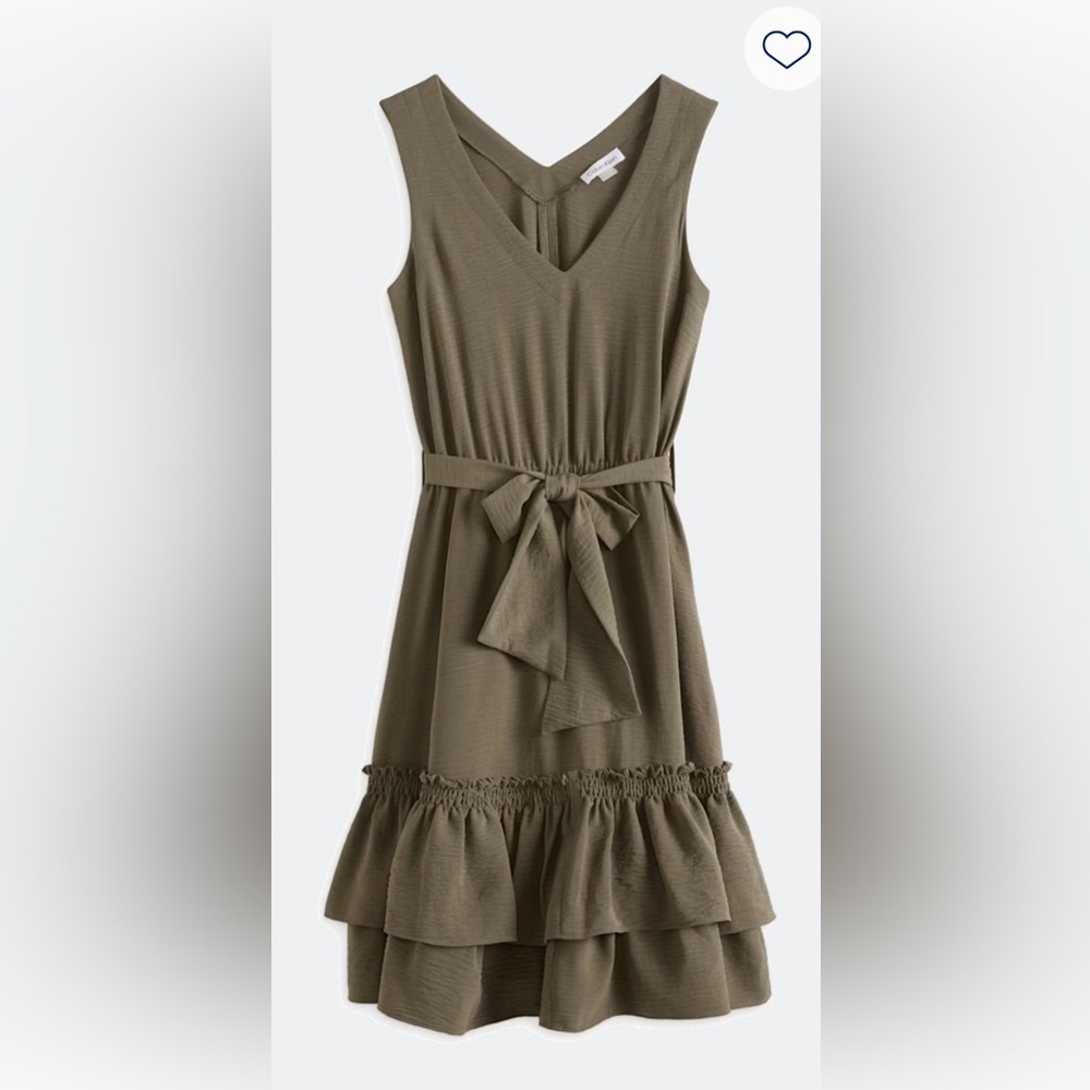 Calvin Klein Olive Fleur Handkerchief Hem Dress